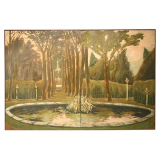 3-D Garden of Versailles Two-Panel Wall Mural For Sale