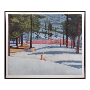 Gordon Mortensen "Tahoe" Hand Signed Woodcut Fine Art Print, Snowy Winter Forest