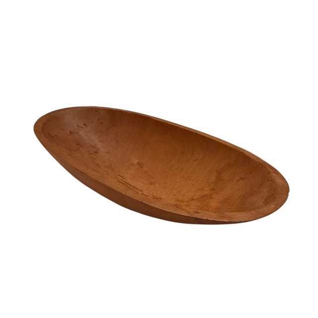 Farmhouse Vintage Primitive 17 3/4” Wooden Oval Dough or Trencher Bowl For Sale - Image 3 of 12