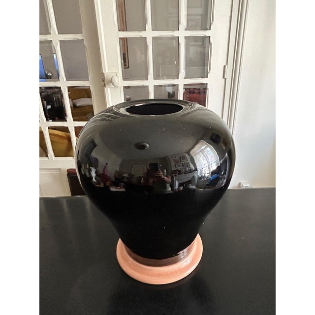 Modern Large Enameled Ceramic Vase, 1980s For Sale - Image 3 of 11