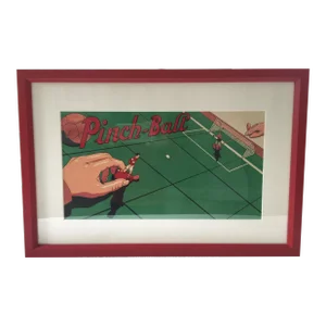 Mid 20th Century Pinch-Ball Lithograph Print, Framed