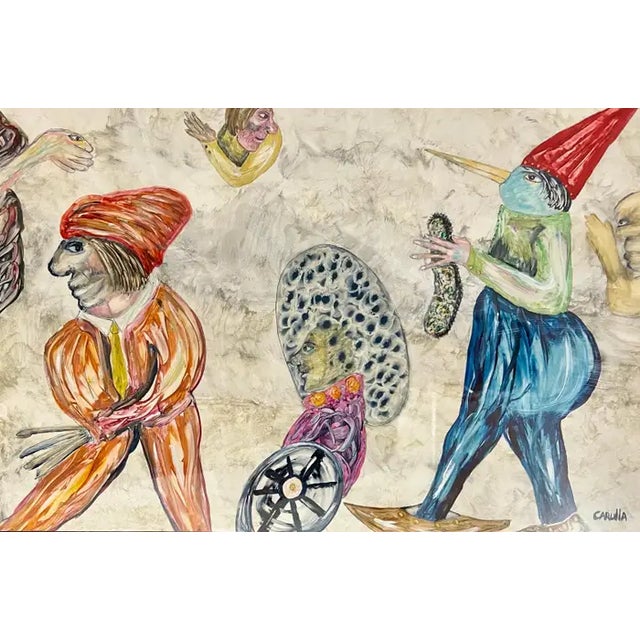 Ramon Carulla, Cuban Art Abstract Oil Painting Latin American Ramon Carulla Surrealist Folk Art For Sale - Image 10 of 14