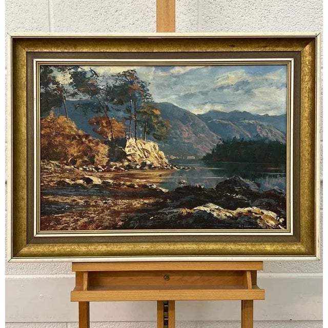 Wood Arthur Terry Blamires, Oil Painting of Derwent Water English Lake District by British Landscape Artist, 1989 For Sale - Image 7 of 13