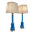 19th Century Pair French Blue Opaline Glass Lamps For Sale