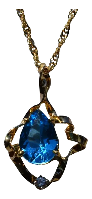 The Port Bolivar: Handmade Twisted Yellow Gold Necklace with Topaz and Diamond