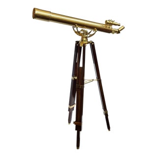 Vintage Barska Anchormaster Brass & Mahogany Telescope For Sale
