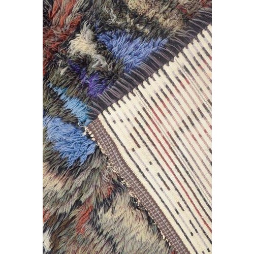 1960s Scandinavian Blue, Purple, Brown and Beige Rya Wall Hanging, 1960s For Sale - Image 5 of 6