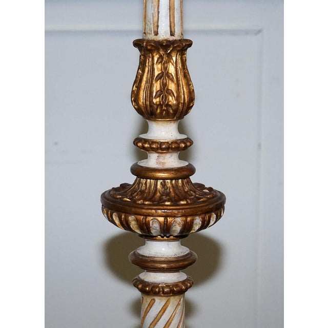 Paint Italian Florentine Style Carved and Hand Painted Floor Lamp For Sale - Image 7 of 11