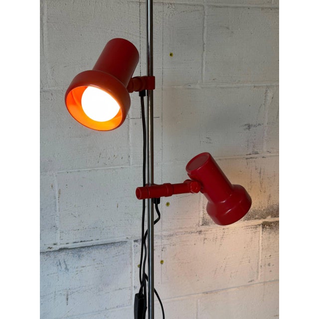 Red Red Metal Dual Shade Floor Lamp Mid-Century Modern 1970s For Sale - Image 8 of 11