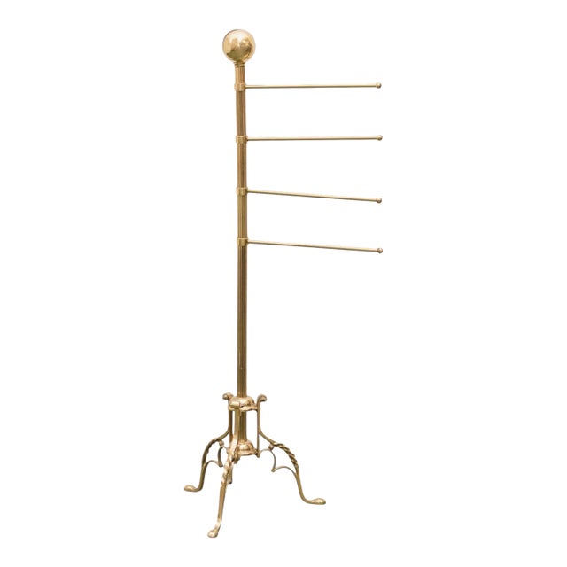 Mid 20th Century Brass Royalty Towel Rack For Sale
