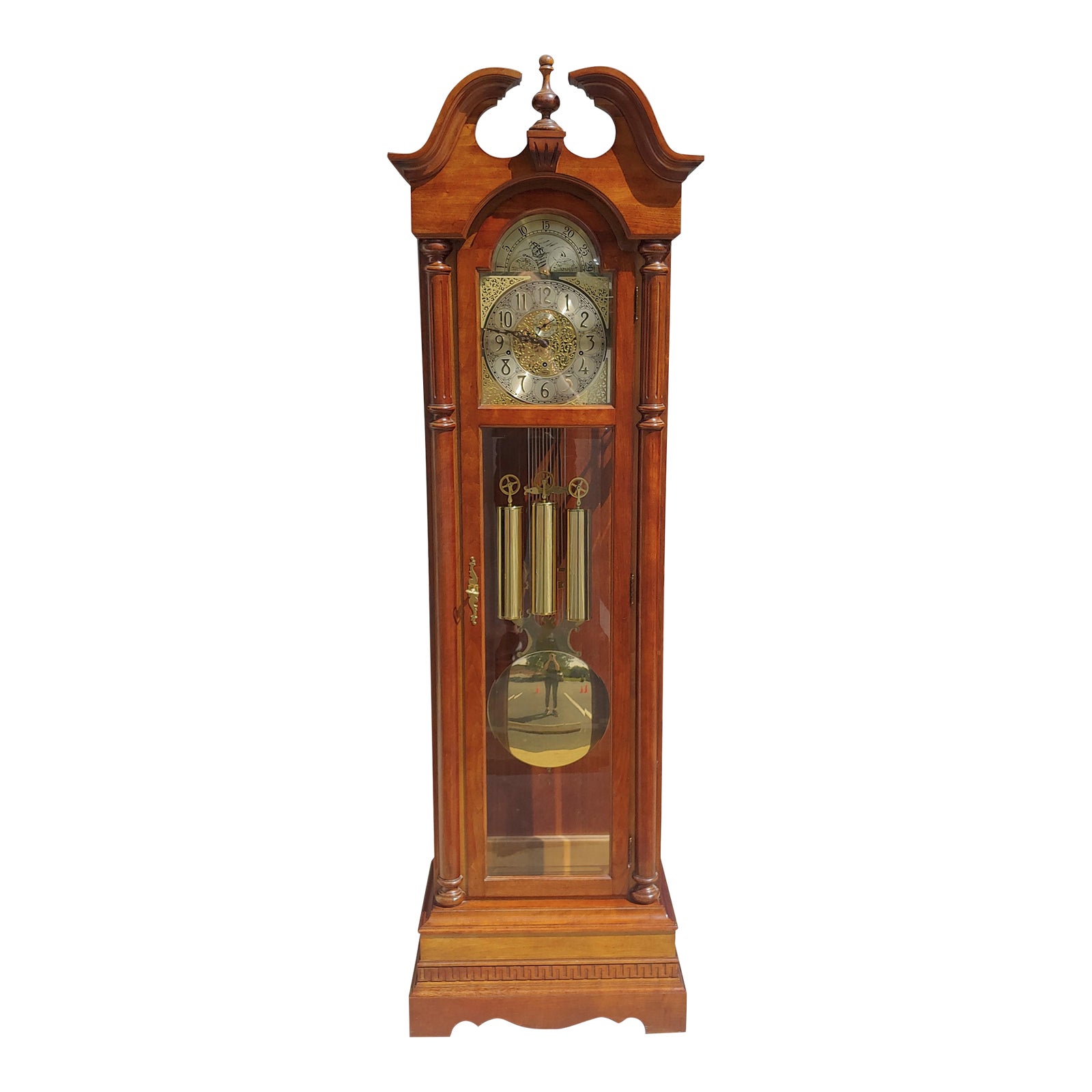Ridgeway Solid Cherry Grandfather Clock | Chairish