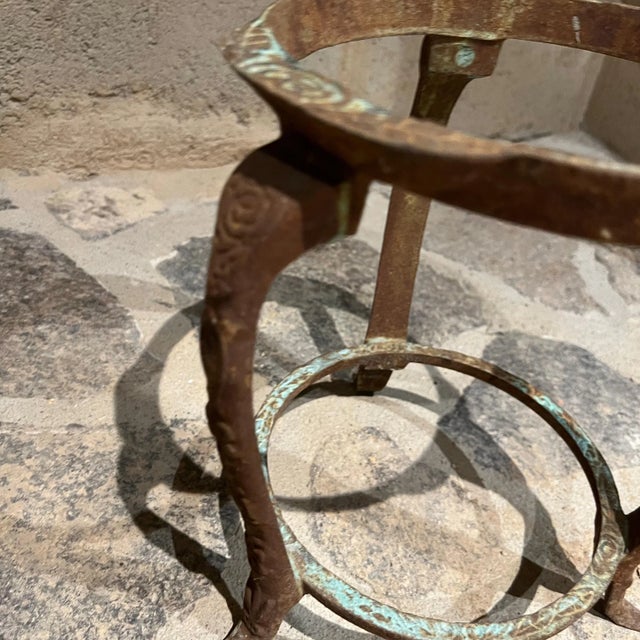 Brown 1950s Vintage Round Planter Pedestal Stand For Sale - Image 8 of 11