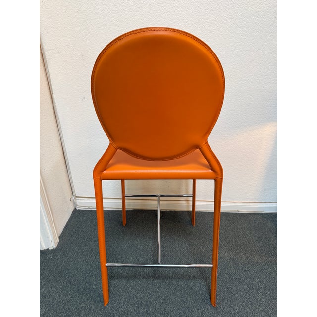 2020s Euro Style Isabelle Orange Counter Stools, Pair For Sale - Image 5 of 12