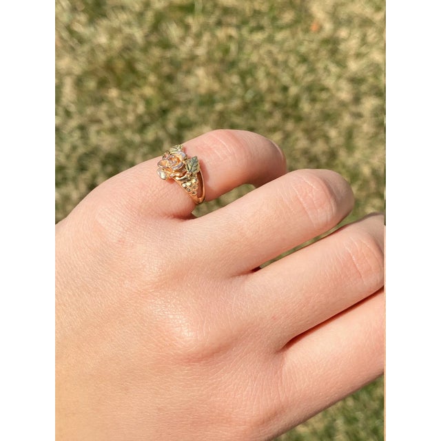 Gold The Novalee: Ladies Vintage 10K Two Tone Floral Cocktail Ring For Sale - Image 8 of 9