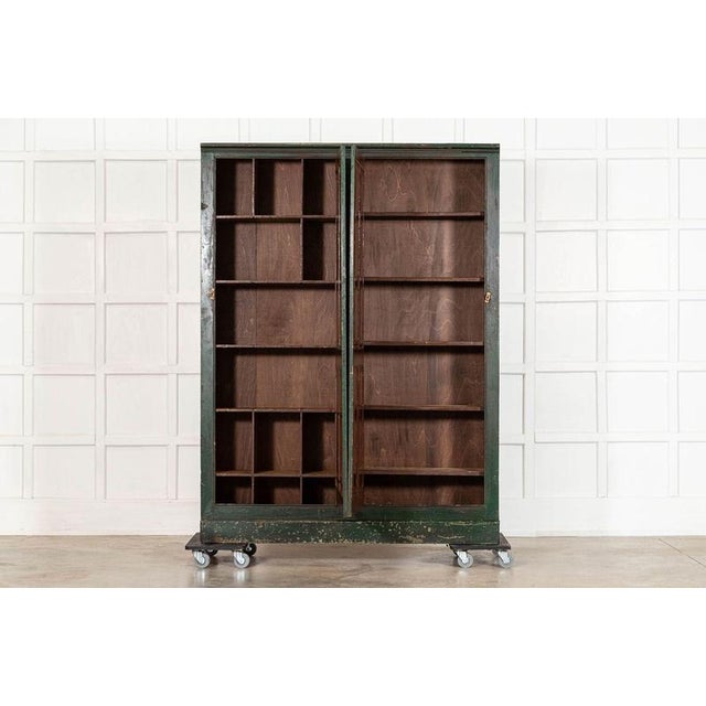 Circa 1890 large 19thc english pine painted cupboard w146.5 x d33 x h195.5 cm rhs internal shelf depth 25.5 cm lhs...