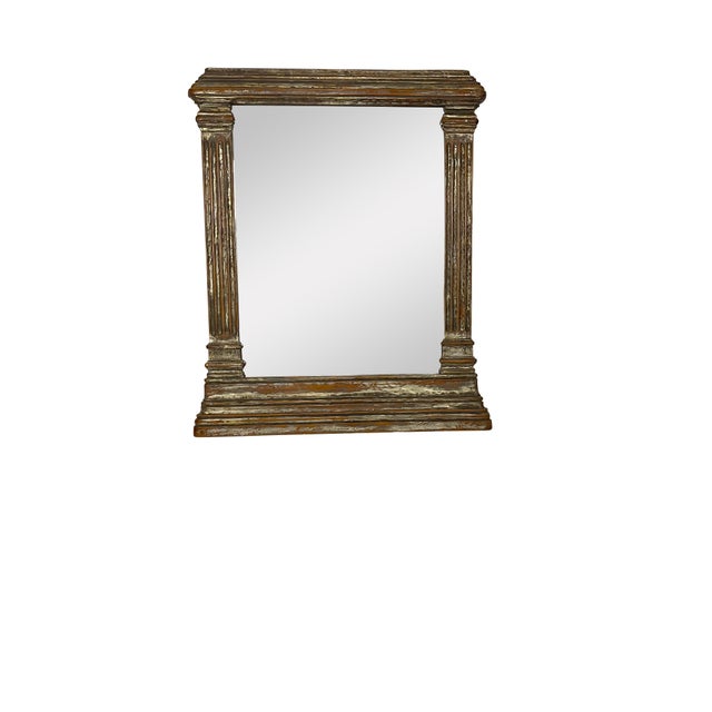 Gold Mid 20th Century Neoclassical Style Gilt and Silvered Mirror with Carved Columns For Sale - Image 8 of 18