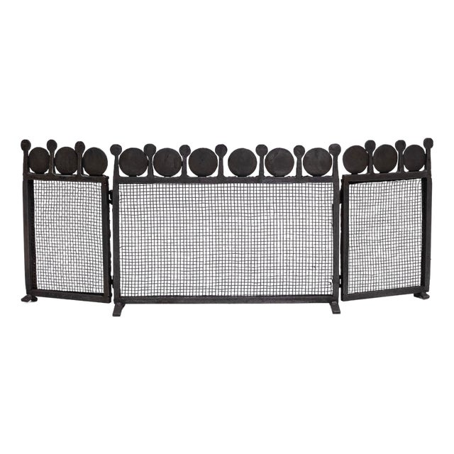 Low Mid-Century Swedish Sculptural Iron Fire Screen Sparke Guard after Bertil Vallien, 1970s For Sale