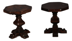 Antique Octagonal Walnut Plant Stands, 1880, Set of 2