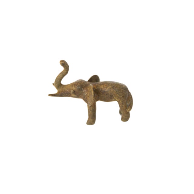 Vintage African Bronze Elephant With Trunk in Air For Sale