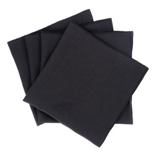 Black Linen Napkins, Set of 4 For Sale