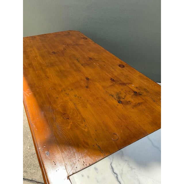 Vintage Monumental Rustic Wood and Marble Console Table For Sale - Image 15 of 18