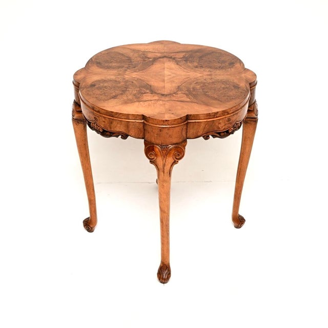 Antique Burr Walnut Occasional Side Table, 1900 For Sale - Image 3 of 8
