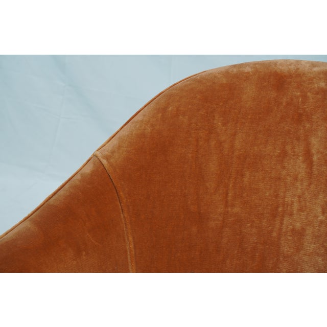 Burnt Orange Vintage Italian Mid-Century Modern Style Velvet Lounge Chair (Newly Upholstered) For Sale - Image 8 of 8