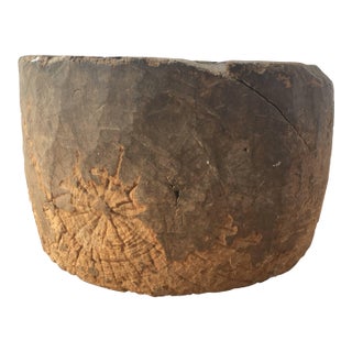 Circa 1890 Rustic Carved Elm Bowl, Spain For Sale