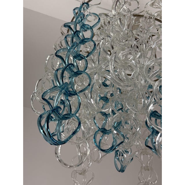 Blue Murano Glass Ceiling Light in the style of Angelo Mangiarotti for Vistosi, 1960 For Sale - Image 8 of 10