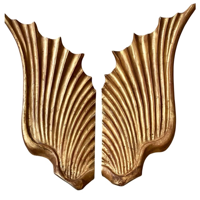 Italian Pair of 19th C Style Italian Giltwood Angel Wings Wall Hangings For Sale - Image 3 of 4