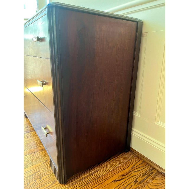 Art Deco 1930s Art Deco Walnut Waterfall Chest of Drawers For Sale - Image 3 of 10