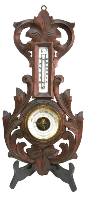 Rococo Style Wall-Mounted Weather Station in Carved Walnut, 1910s