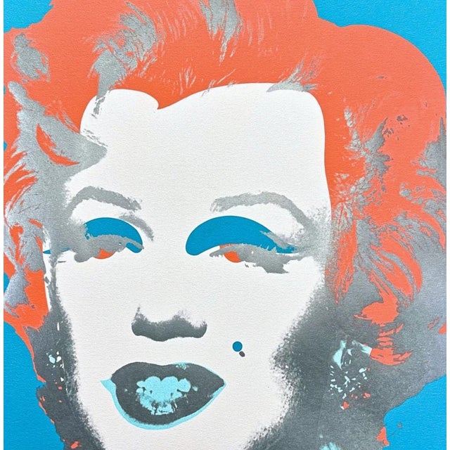 Andy Warhol (after) "Marilyn Monroe blue-red" print, size 60 x 60 cm, plate signed bottom right, numbered with pencil on...