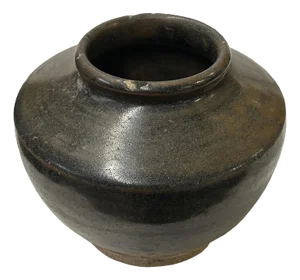 Vintage Earthy Dark Brown Village Rural Pottery Ceramic Pot Vase