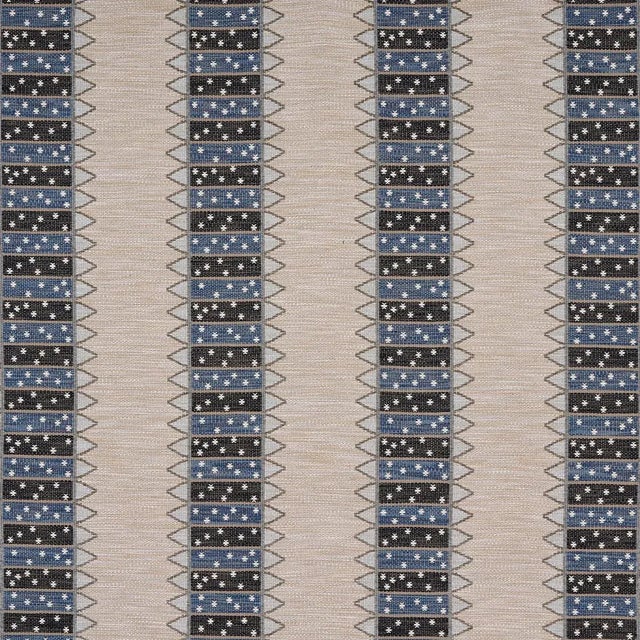 Schumacher Schumacher Noor Kilim Stripe Fabric, Indigo For Sale - Image 4 of 4