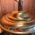 1970s Vintage Chinoiserie Motif Brass Drum Table Lamp on Wooden Base Thomas Cooper For Sale - Image 5 of 6