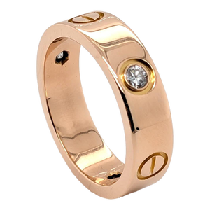 Cartier "Love" Ring With Three Diamonds in 18k Rose Gold - Size 7.5