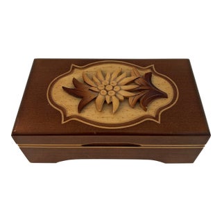 Vintage Reuge Romance Swiss Wood Keepsake Music Box For Sale
