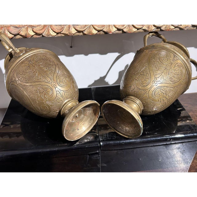 Engraved Bronze Vases, Set of 2 For Sale - Image 6 of 10