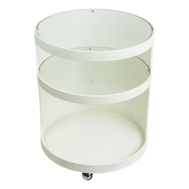 Space Age White Circular Trolley attributed to Opal, Germany, 1960s For Sale