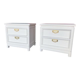 Freshly Painted Thomasville Campaign Nightstand Pair For Sale