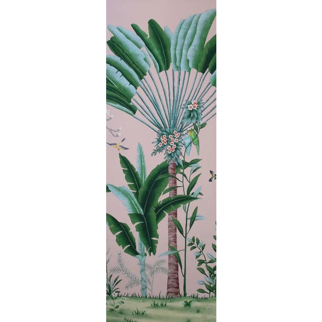 Chinoiserie Pink Wallpaper Mural, Amazonia Forest on Special Florence Pink- Set of 6 For Sale - Image 6 of 17
