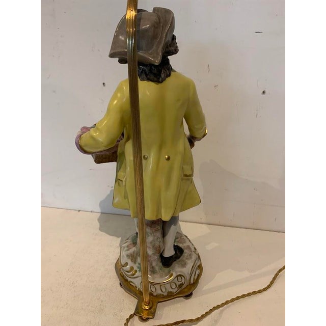 Polychrome Porcelain Group Mounted as a 20th Century Lamp For Sale - Image 4 of 10