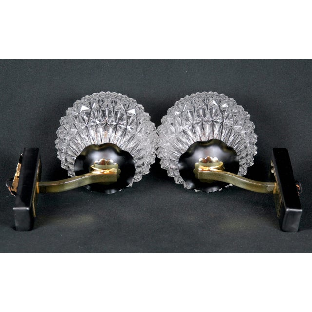 Maison Arlus Maison Arlus Mid-Century Black & Brass Sconces, France - a Pair For Sale - Image 4 of 6