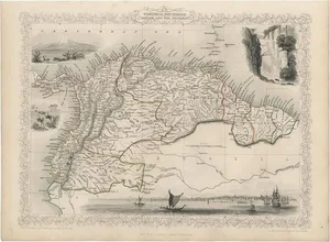 Antique Map of the Northern Part of South America by J. Tallis, 1851