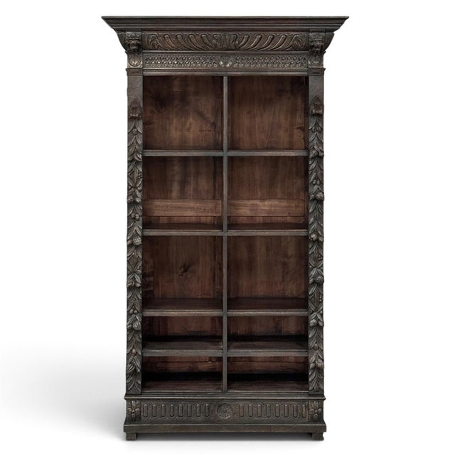 19th Century Renaissance Revival Carved Oak Barrister's Bookcase For Sale - Image 18 of 18