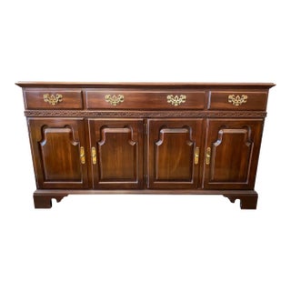 Ethan Allen Georgian Court Chippendale Style Cherry Sideboard Buffet For Sale