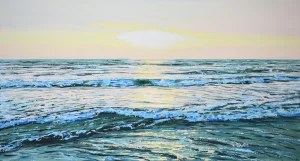 Early 21st Century Dawn. Ocean 2. Modern Original Hand Painted