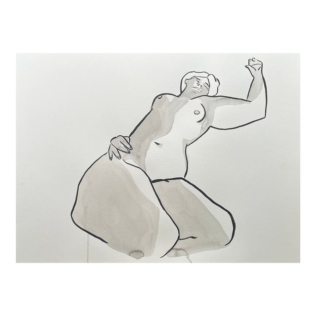 Nude Figure Study, Brush and Ink on Paper (2025) For Sale