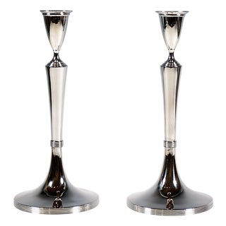 Antique Empire Silver Candleholders by Jakob Krautauer, Vienna, Austria, 1803, Set of 2 For Sale
